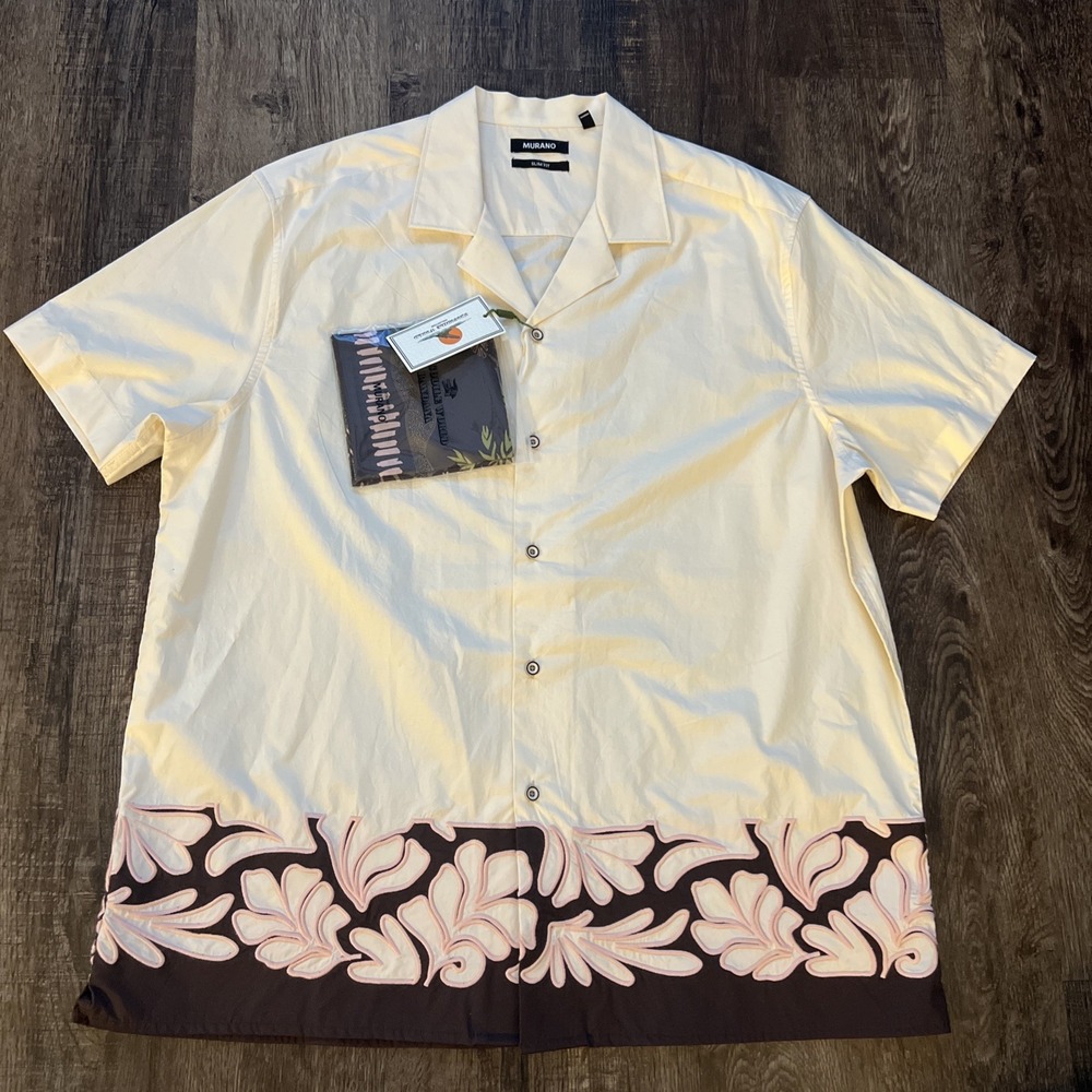 NWT Murano~XXL~Crocodile World Collection Cotton Short Sleeve Embroidered Shirt - Picture 1 of 13